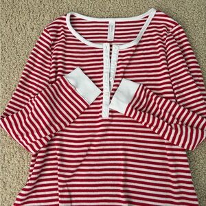 Auden Red and White Striped Button Henley Pajamas